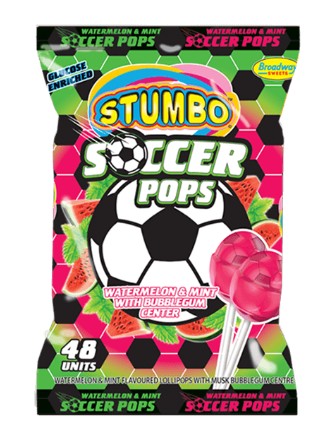 Stumbo Soccer Pops Watermelon & Mint Lollipops 48